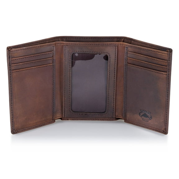 Stealth Mode Trifold Leather Wallet for Men with RFID Blocking (Brown)
