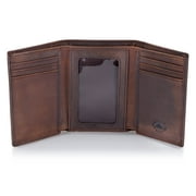 Stealth Mode Trifold Leather Wallet for Men with RFID Blocking Brown