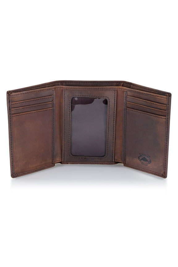 Trifold Leather Wallet for Men with RFID Blocking (Brown)