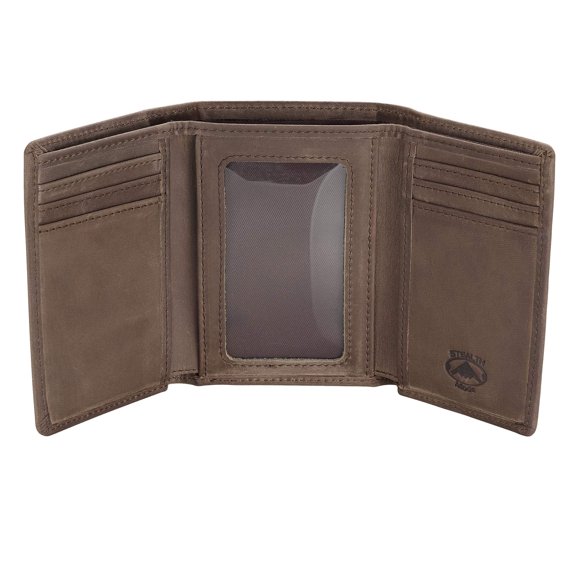 Stealth Mode Trifold Leather Wallet for Men with RFID Blocking (Taupe) Y101