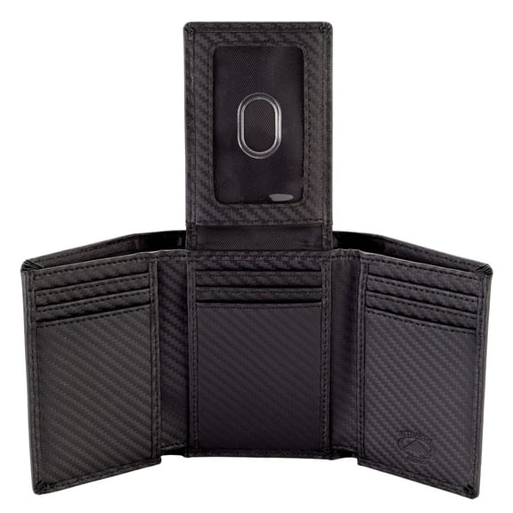 Stealth Mode Trifold Wallet - RFID Blocking Wallet with Flip ID Holder - Leather Case for Money, Credit Cards - Mens Organizer, Divided Billfold, Identity Protection - Men's Gifts (Carbon Fiber) Y101