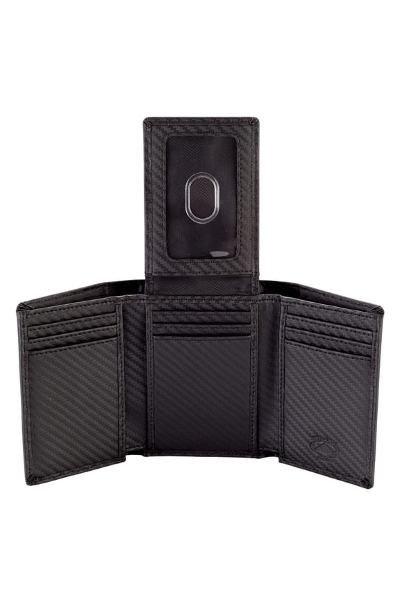 Trifold Wallet - RFID Blocking Wallet with Flip ID Holder - Leather Case for Money, Credit Cards - Mens Organizer, Divided Billfold, Identity Protection - Men's Gifts (Carbon Fiber) A101