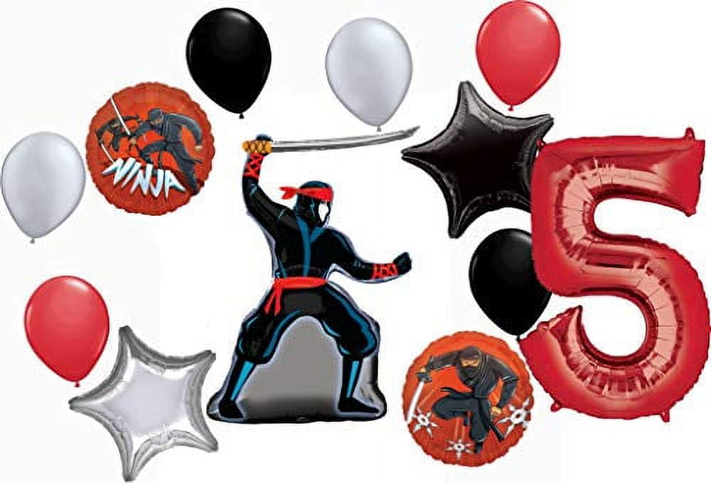 Stealth Ninja Party Supplies 5th Birthday Balloon Bouquet Decorations