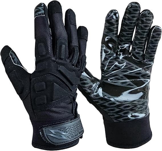 Stealth Padded Football Receiver Gloves - Battle College Lineman, Be a Villain Not a Joker with Padded Stealth Football Gloves with Elite Tacky Grip Palms, Youth, Kids, Men, Boys Small to XXL Sizes