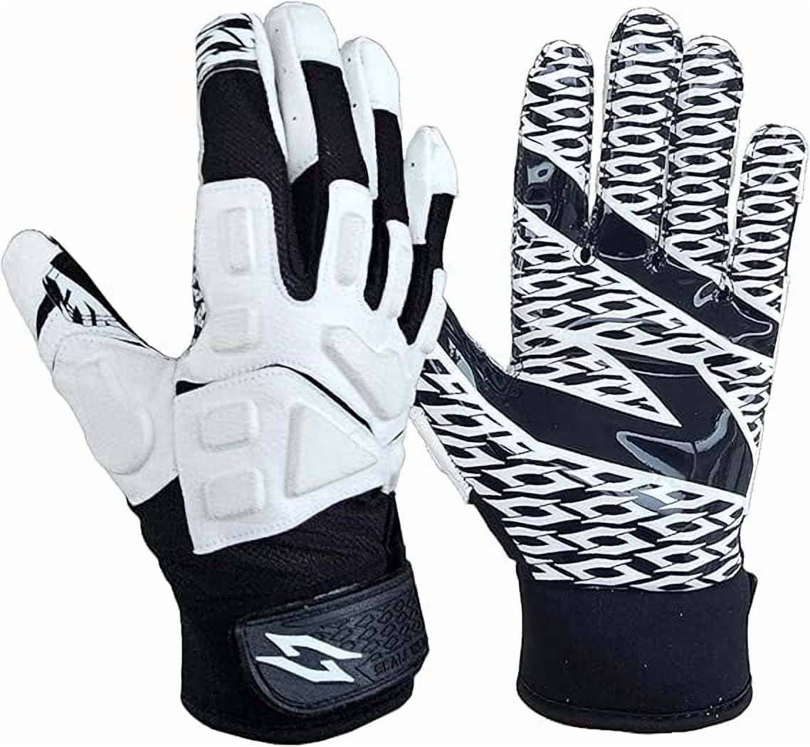 Stealth Padded Football Receiver Gloves - Battle College Lineman, Be a Villain Not a Joker with Padded Stealth Football Gloves with Elite Tacky Grip Palms, Youth, Kids, Men, Boys Small to XXL Sizes