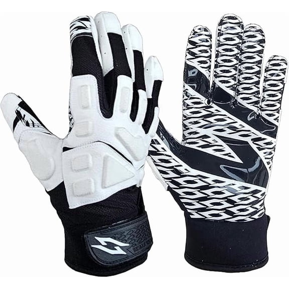 Stealth Padded Football Receiver Gloves - Battle College Lineman, Be a Villain Not a Joker with Padded Stealth Football Gloves with Elite Tacky Grip Palms, Youth, Kids, Men, Boys Small to XXL Sizes