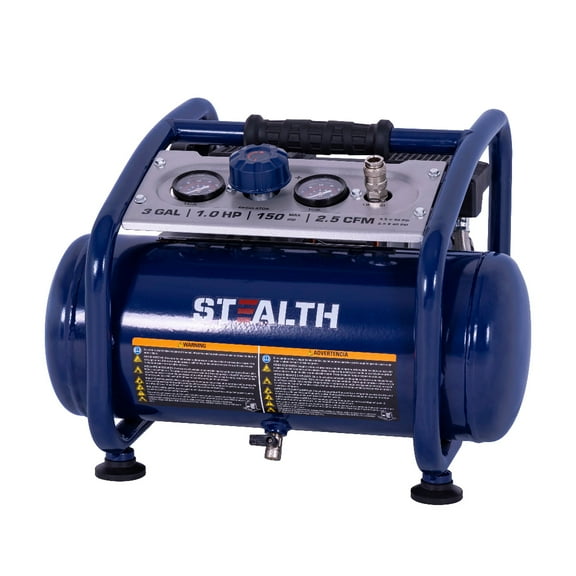 Stealth Ultra Quiet 3 Gallon 150 PSI Portable Electric Oil-Free Air Compressor, Professional Series