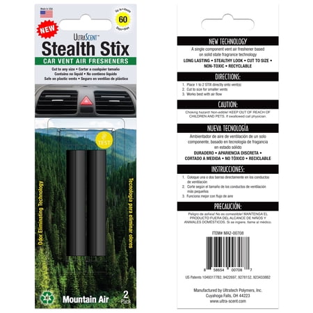 Stealth Stix, Car Air Freshener, Long Lasting Vent Clip Freshener, Mountain Air Scent (2 per pack)
