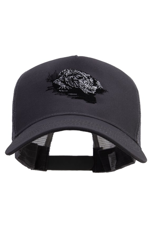 Stealth Striker Alligator Embroidered New Big Size Trucker Mesh Cap - Grey XL-3XL