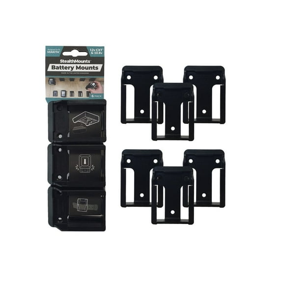 StealthMounts BM-MK12-BLK-6 Makita 12V CXT Battery Holder Mounts, 6-Pk. - Quantity 1