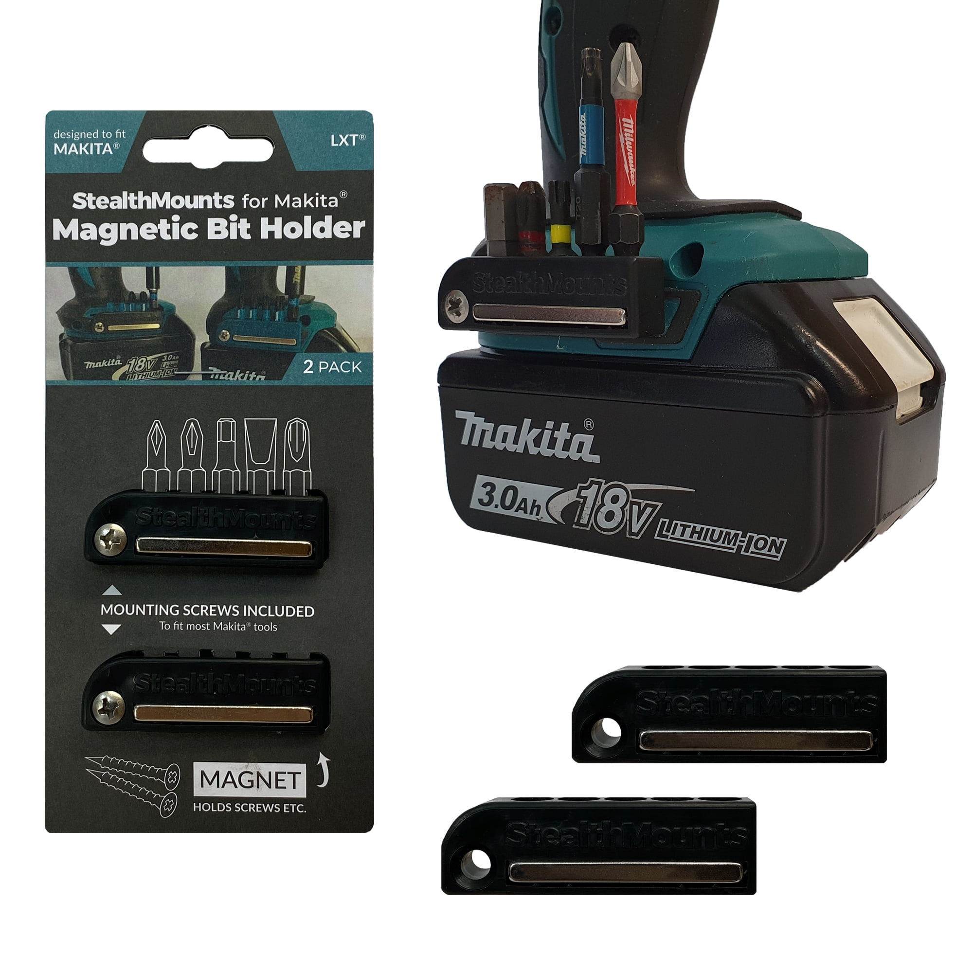 StealthMounts Bit Holder for Makita Black 2 Pack