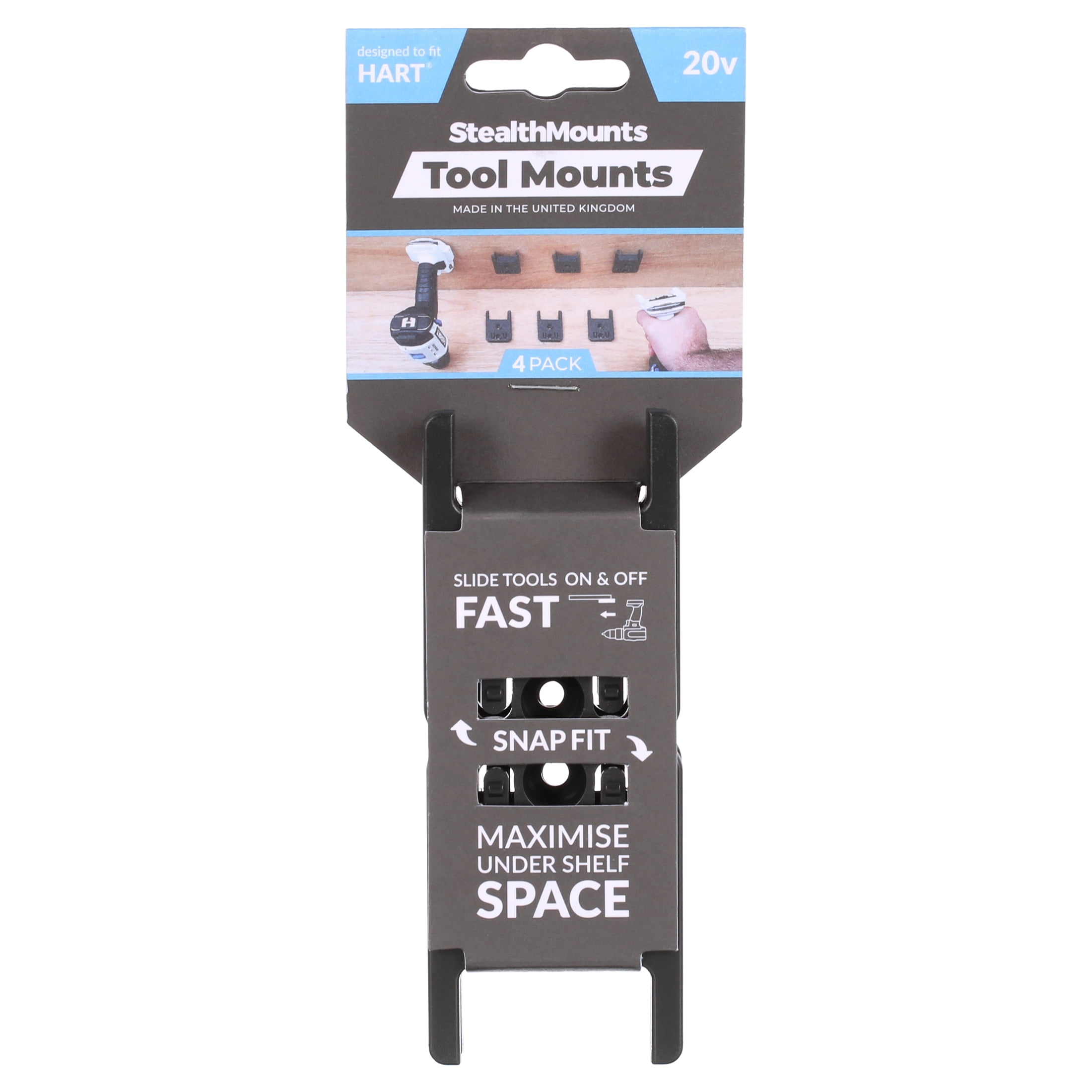 StealthMounts - Black Tool Mounts for Hart 20v Tools | Power Tool Holder | Package of 4