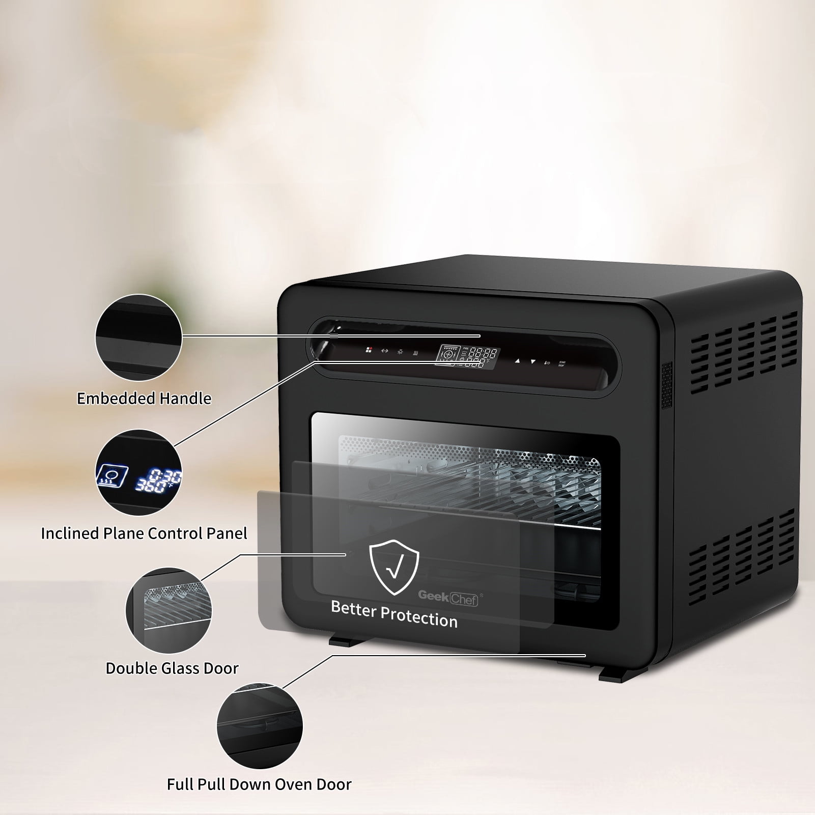 Steam Air Fryer Toast Oven Combo , 26 QT Steam Convection Oven Countertop , 50 Cooking Presets