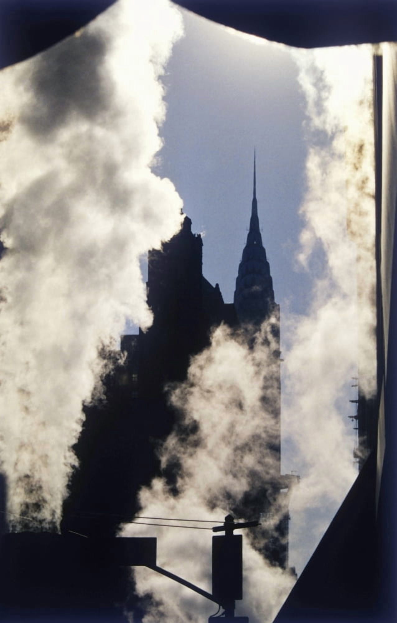 Steam And Silhouette Of Chrysler Building Canvas Art - Joe Beynon Design Pics (24 x 38)