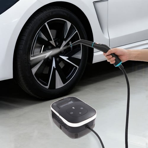 Steam Cleaner, 15s Heat-Up, 42.27 oz Tank, Steam Cleaner for Home with 6-Level Adjustable Steamer, Handheld Steam Cleaner for Dirt, Tile, Grease, Grout (White, Black)