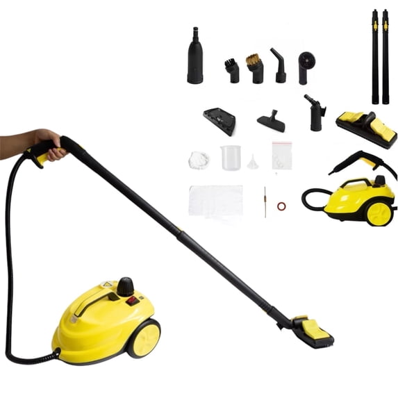 Steam Cleaner, 2-Quart Canister Steamer with 18 Accessories for Floor, Grout, Upholstery, Car Detailing, Kitchen Degreasing & High-Temp Sanitizing