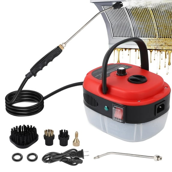 Steam Cleaner,2500W Handheld High Temperature Pressurized Steamer for Cleaning,10S Fast Heating, with 3Pcs Brush Heads for Kitchen Furniture Bathroom Car,Red