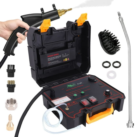 Steam Cleaner, 2500W High Pressure Handheld Steamer for Cleaning, Portable Steam Cleaner for Home Use, High Temperature Steamer Cleaner for Car Detailing, Kitchen, Bathroom, Black