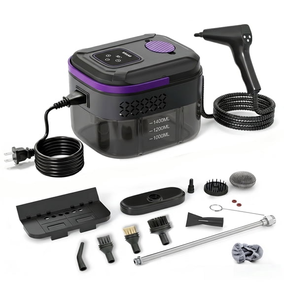 Steam Cleaner for Home, Level 6 Adjustable Portable Steamer for Cleaning with 14PCS Accessories, Multi-Surface Cleaning Machine for Home, Car, Kitchen, Floor (BLACK)