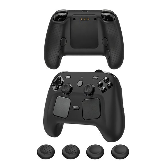 Steam Controller Silicone Protective Case with Joystick Caps  NonSlip, Shockproof, Enhanced Grip Kit-Black