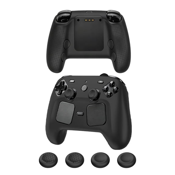Steam Controller Silicone Protective Case with Joystick Caps  NonSlip, Shockproof, Enhanced Grip Kit-Black
