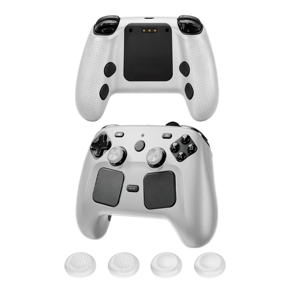 Steam Controller Silicone Protective Case with Joystick Caps  NonSlip, Shockproof, Enhanced Grip Kit-White