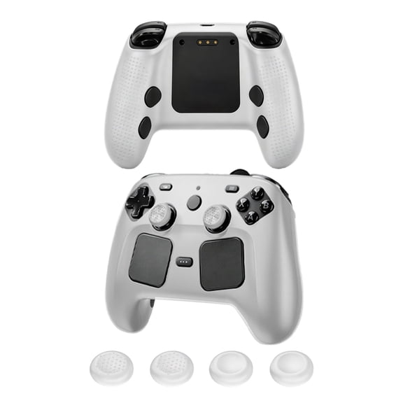 Steam Controller Silicone Protective Case with Joystick Caps  NonSlip, Shockproof, Enhanced Grip Kit-White