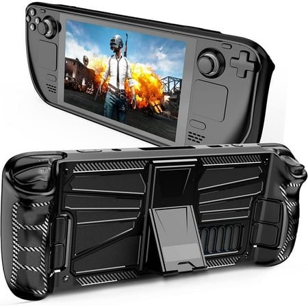Steam Deck Case with Kickstand, PC+TPU Protective Case Cover Protector Case with Stand Base for Deck,