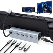Steam Deck Docking station for Steam Deck 6 in 1 Hub Halter Mit HD 4K @ 60Hz, 3 USB-A 3.0, Gigabit Ethernet, USB-C Ladeanschluss For Steam Deck