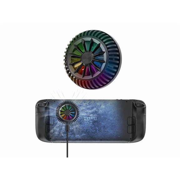 Steam Deck Fan, Semiconductor Cooler for Steam Deck with 7-Blade Fan and RGB Colourful Light, 3 Seconds Fast Cooling Magnetic Fan Cooler for Steam Deck, Switch, Tablet, Cellphones