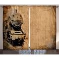 thumbnail image 1 of Ambesonne Steam Engine Curtains 2 Panel Set, Aged Iron Train, 108" x 90", Brown, 1 of 3