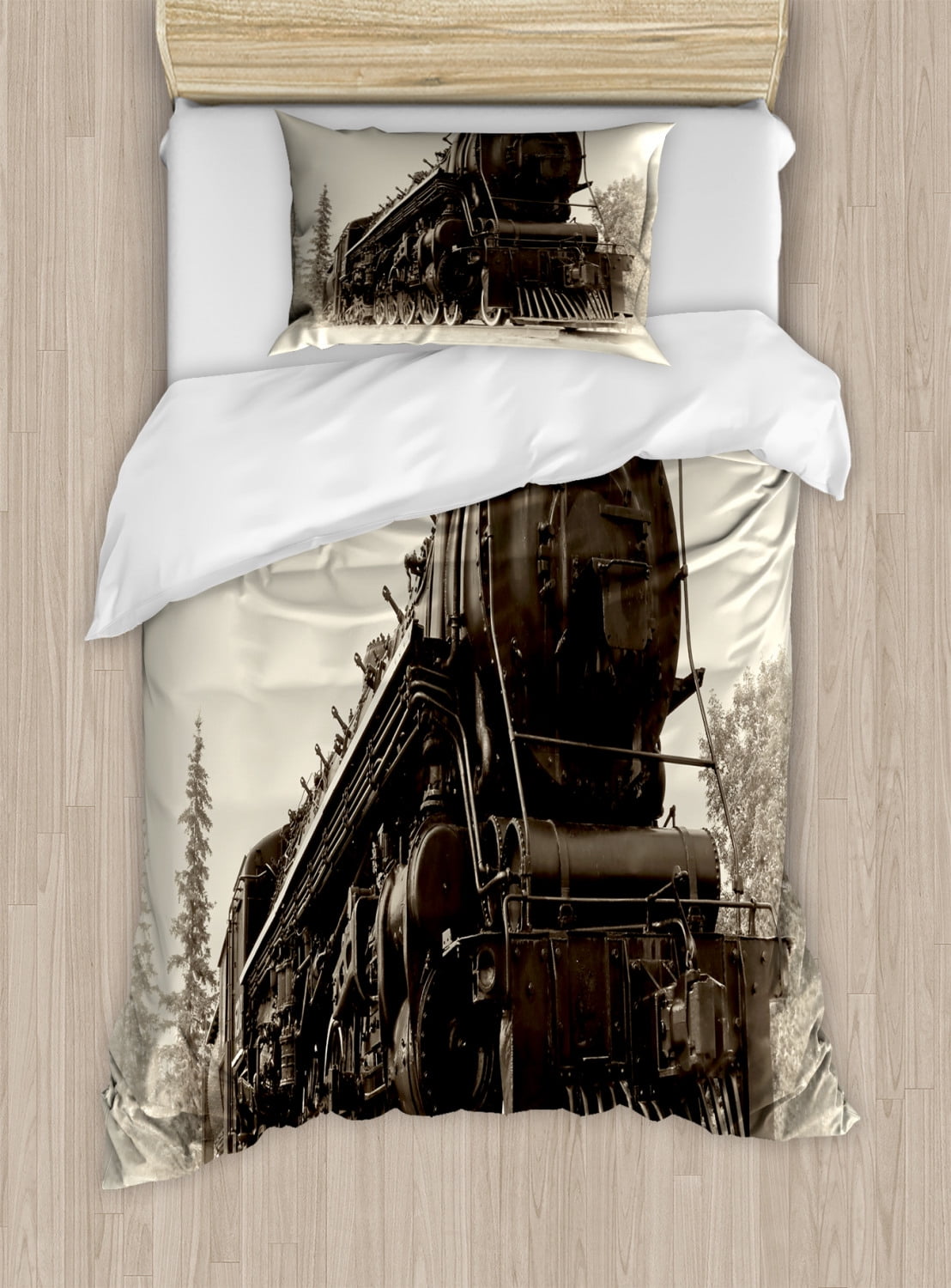 Steam Engine Duvet Cover Set King Size Antique Northern Express