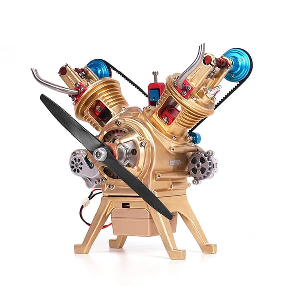 Steam Engine Model Kit That Works, 217PCS All-Metal V2 Twin-Cylinder Steam Engine with Electric Motor for Physics Science Experiment Demonstration