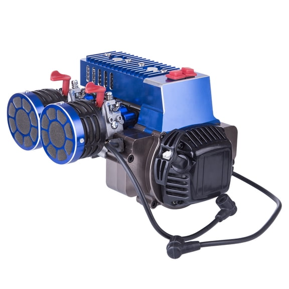 Steam Engine Model Kit That Works, 60cc Inline Twin-Cylinder 15HP High-Performance CNC Gasoline Engine for 1/5 Scale Large RC Model Cars & Gas Scooters