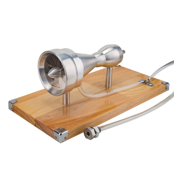 Steam Engine Model Kit That Works, Low Pressure Steam Turbine Aircraft Engine with Metal Construction & Wood Base for Physics Science Experiment Demonstration