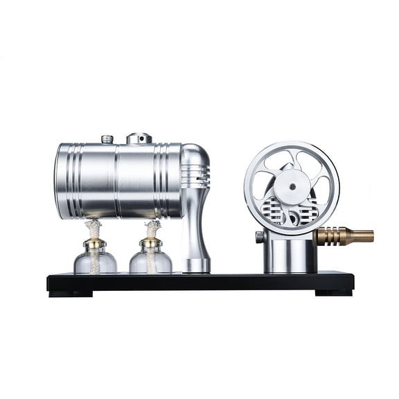 Steam Engine Model Kit That Works, Retro Full Metal Steam Engine with Aluminum Alloy Boiler & Alcohol Lamps for Physics Science Experiment Demonstration