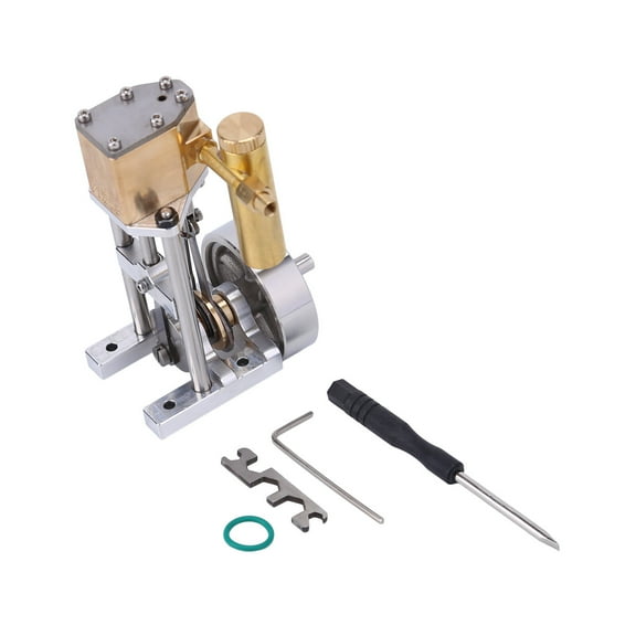 Steam Engine Model Kit That Works, V1313 Mini Vertical Single-Cylinder Steam or Compressed Air Powered Steam Engine with Reversing Gear for Physics Science Experiment Demonstration