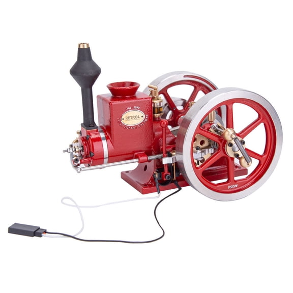 Steam Engine Model Kits, RETROL HM-01 Hit & Miss 7cc Horizontal 4-Stroke Internal Combustion Engine for STEM Education Project & Desktop Decoration