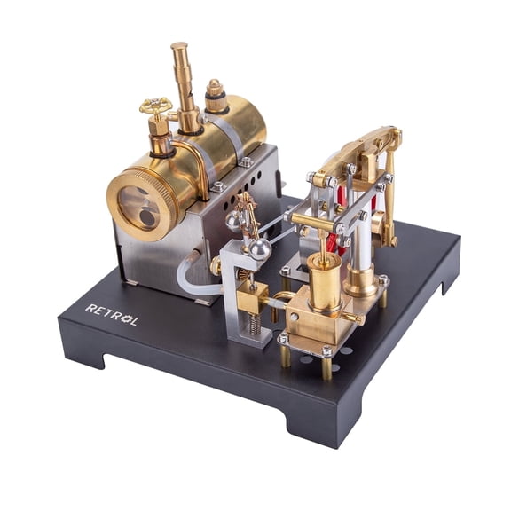 Steam Engine Model with Boiler DIY Kit, SE-01 Full Metal Beam Engine Steam Engine Model Kit that Works with Centrifugal Regulator (84PCS)