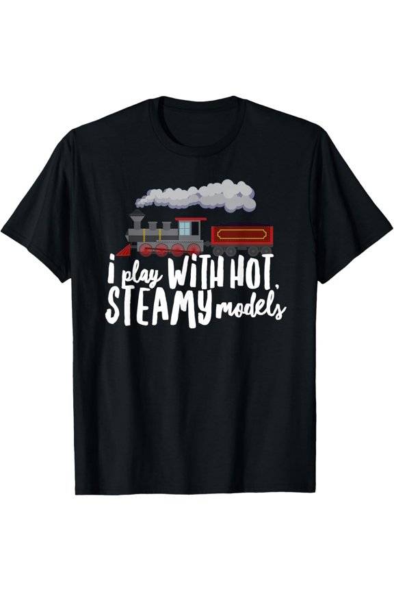 Steam Engine Train Locomotive Model Trains Engineer T-Shirt men and women can wear, black, white, gifts