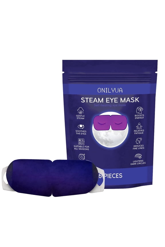 Steam Eye Mask Heated Warm Compress Disposable Self-Heating Lavender, 5 Masks, Sleep, Spa, Travel Essentials & Relaxation Gifts