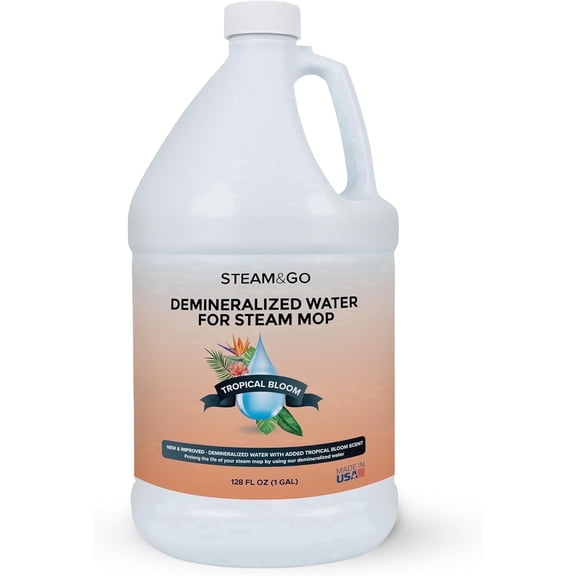 STEAM AND GO Demineralized Water Floor Cleaner Solution for Steam Mops, Tropical Bloom, 1 gal
