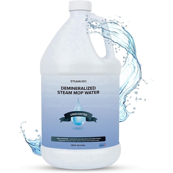 STEAM AND GO Demineralized Water Floor Cleaner Solution for Steam Mops, Unscented, 1 gal