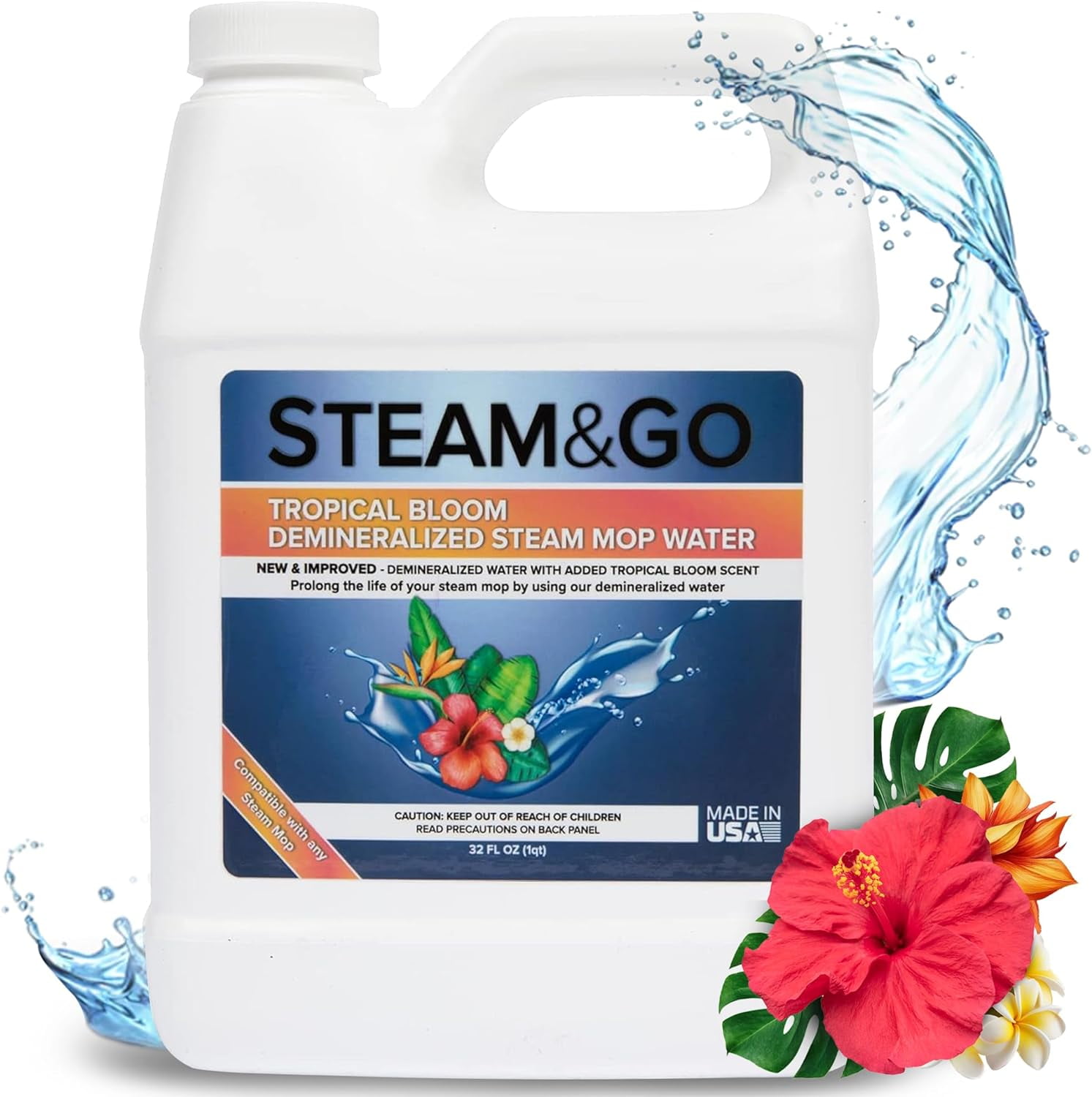 Steam & Go Demineralized Water for Steam Mop Scented Floor Cleaner, 32