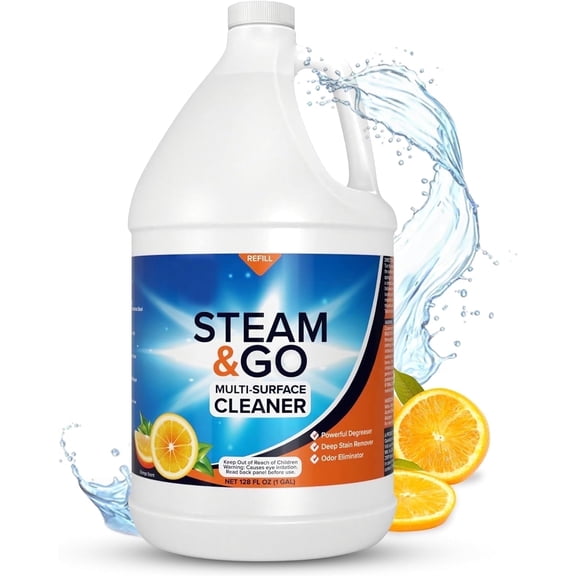 STEAM AND GO Multi-Purpose Cleaner and Stain Remover, All Purpose Cleaner, Orange Scent, 1 gal