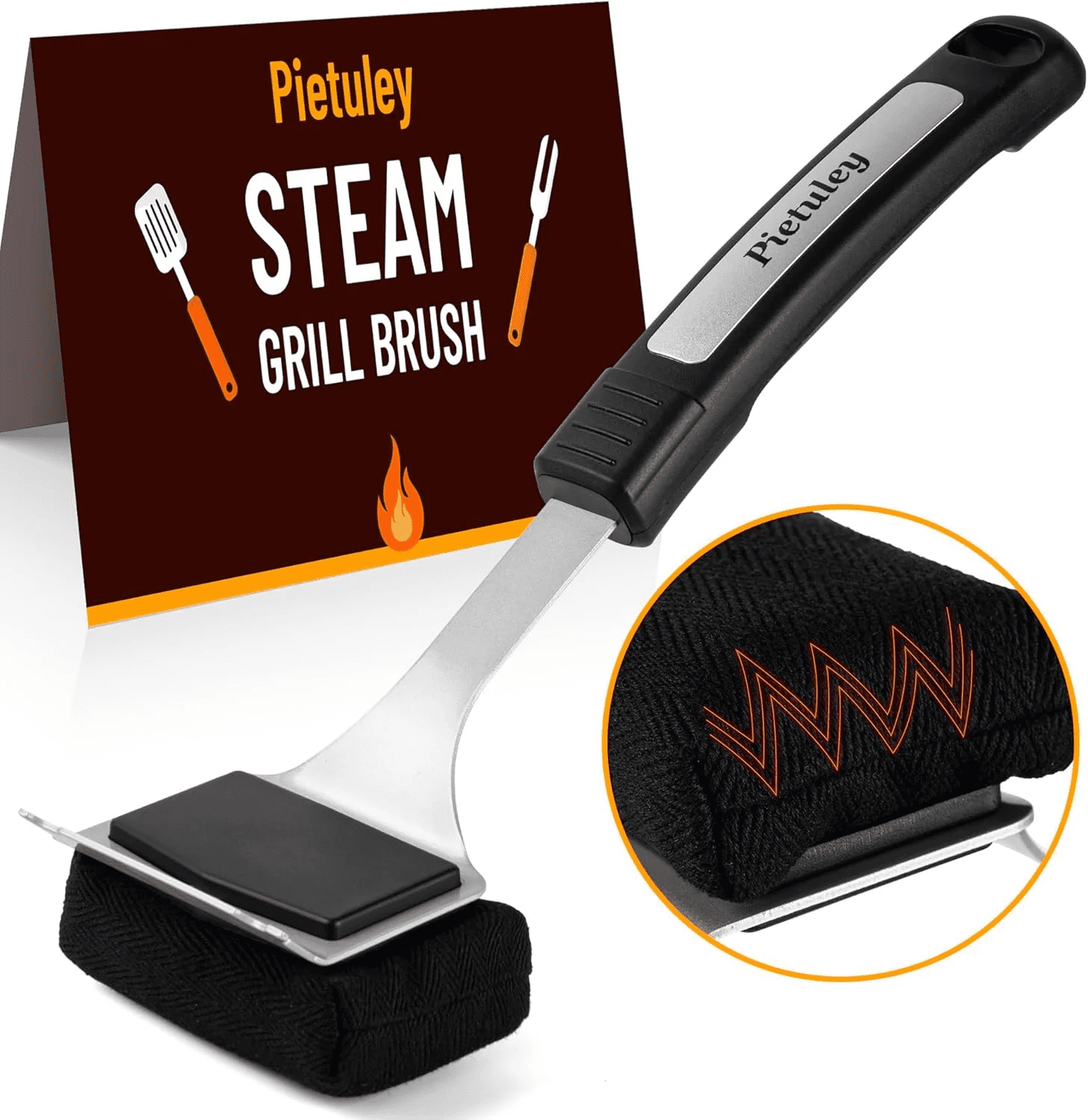 Steam Grill Brush with Scraper, Safe BBQ Cleaning Brush Kit for Grill Cleaner,Bristle-Free Barbecue Accessories Oven Cleaning To