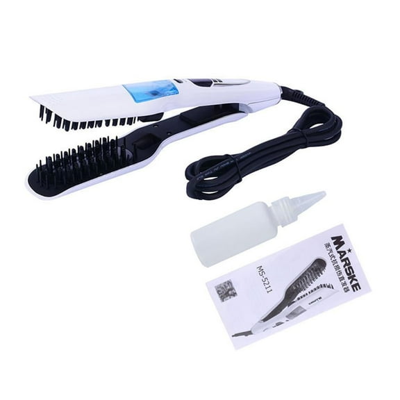 Steam Hair Straightener,Adjustable Temperature Dual Voltage Spray Straightening Brush with LCD Screen for Curly Hair Thick Hair Afro Hair CNV Pro