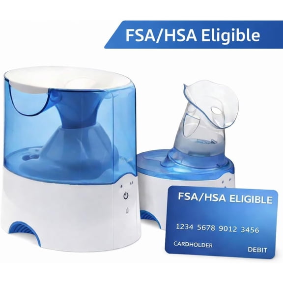 Steam Inhaler & Warm Mist Humidifier, 0.5 Gallon, Humidifier Eligible, Blue & White, Ideal Humidifiers for Bedroom, Sinus Inhaler, Vaporizer HSA, Vaporizer For Congestion