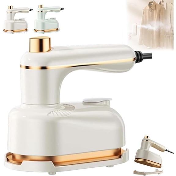 Steam Iron, 2 in 1 Handheld Portable Mini Travel Steamer Iron with Anti-Scalding Titanium Base for Home and Dorm, Fast Heating Steaming Ironing, Glides Easily