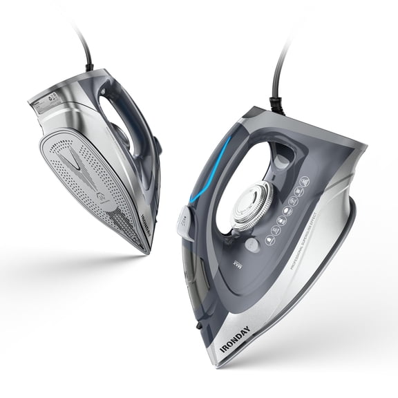 Steam Iron for Clothes Rapid Heating, 1700W Iron Burst of Steam, Non-Stick Ceramic Soleplate, Auto shutoff, Anti-Drip, Self-Cleaning, 10.14oz Water Tank Ironing Clothes for All Fabrics, Grey